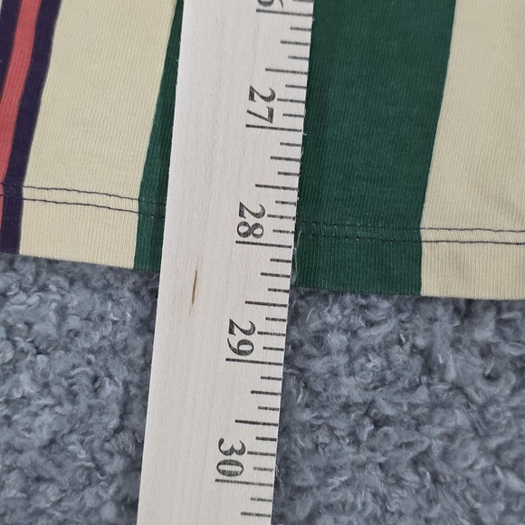 Guess Originals Striped T Shirt Men's Medium Green Cream Purple Logo Casual 90s - Picture 10 of 10